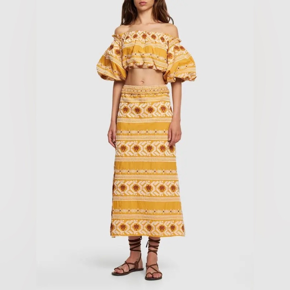 JOHANNA ORTIZ (SET) Knotting Secrets Cotton Voile  skirt & Cañaveral Crop Top